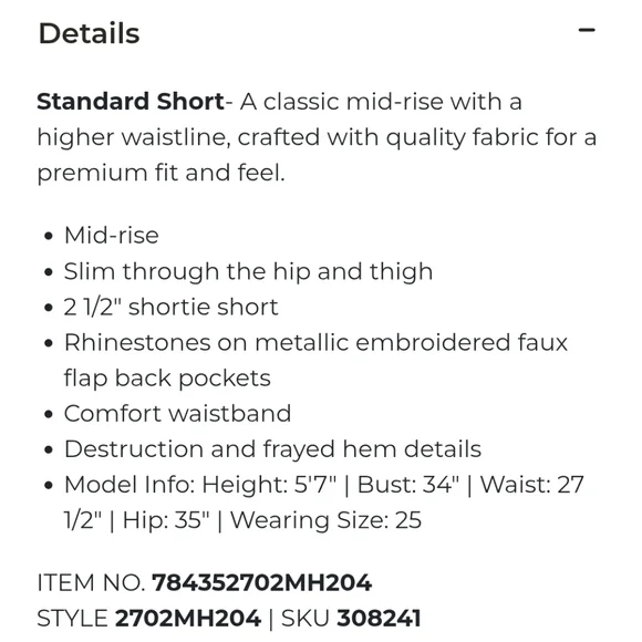 **SOLD** Rock Revival "Fay" Mid Rise Stretch Cutoff Short Blue Denim | Size 24 - Picture 13 of 14